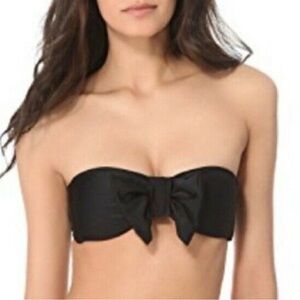 LOLLI SWIM Black Bow Bandeau Strapless Bikini Top NWOT
